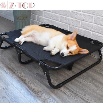 China Portable Heavy Duty Foldable Steel Framed Travel Pet Bed Raised Pet Cooling Cradle for sale