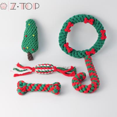 China Christmas Sustainable Dog Toys Cotton Stuffed Animal Dog Toys Cotton Rope Pet Toys for sale