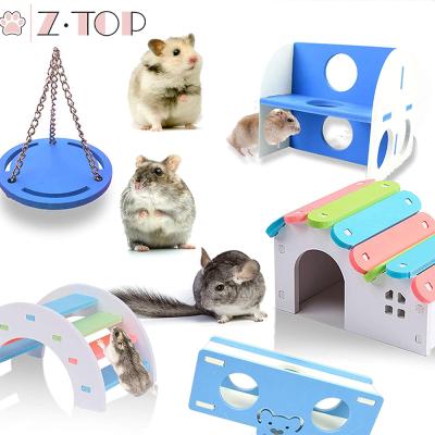 China Viable Wooden Pet Toys Hamsters House DIY Sports Pet Sports Exercise Toys Set Hamster Guinea Pig Cage Accessories for sale