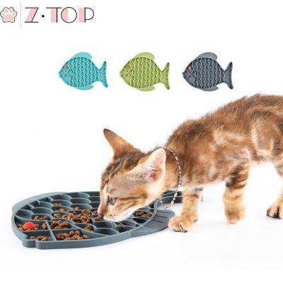 China Non-slip Slow Bowl Cat Dog Lick Mat Pet Food Anti-Clog Slow Food Bowl Viable Plastic Fish Shape Eating Dog Pad for sale