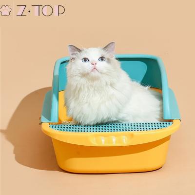 China Cat Litter Box Accessories Clean Viable Up Plastic Cat Toilet Training Products Large Space for sale