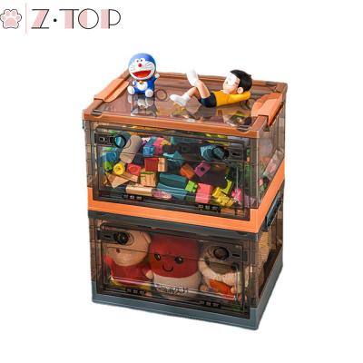 China Plastic Transparent Stackable Storage Box Toys Folding Viable Large Size Storage Box Rolled for sale