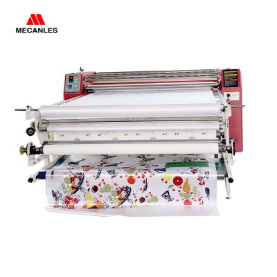 China Multifunctional heat transfer printing machine roll heat press with three feed rollers and take up rollers fabric to protect paper for sale