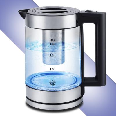 China 360 Rotation Changing Glass Electric Kettle Tea Maker Teapot 1.8l New Designs Degree Low Color Style for sale