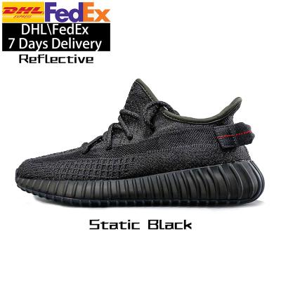 China Cushioning 350 v2 yeezy boos static black reflective men women FU9007 sneaker runner shoes 350 v2 yezzy for sale