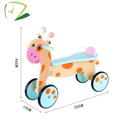 China MDF+solidwood cartoon deer colored wooden toy car moped kids safe and comfortable pedal scooter for sale