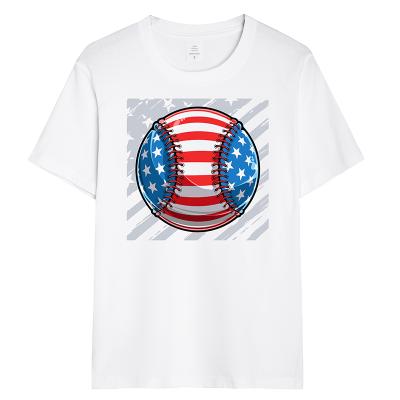 China Hot Selling USA Flag Tennis Pattern Anti-pilling T-shirt Mens White Slim Fit T-shirts Unisex Design Cotton Hot Sale for sale