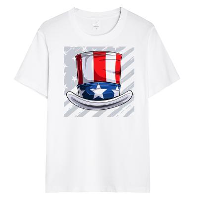 China Anti-pilling Wholesale Quality Customized 2021 Summer USA Anti-pilling Flag Hat Pattern Men's T-shirts Unisex T-shirt for sale