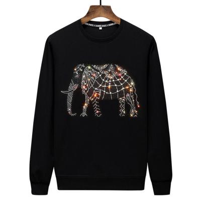 China Anti-Wrinkle Custom Designs Colorful Oversized Cotton Rhinestone Anti-Wrinkle Crewneck Diamond Pullover Men Hoodie for sale