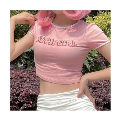 China Anti-pilling Letter Printing Graphic Design Ladies Shirts Corset Rose Culture Anti-pilling Tops Women 2021 for sale