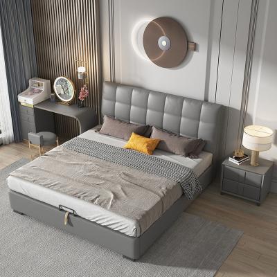 China Double Hypoallergenic Upholstered Indoor Metal Bed With Storage Space Furniture Chinese Bedroom for sale