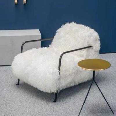 China Foshan style long fluff sofa Foshan single modern simple furniture living room INS sale chair for villa for sale