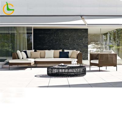 China UV-Resistant Modern Commercial Hotel Lounge Woven Rope Sofa Chaise Lounge Outdoor Garden Furniture for sale