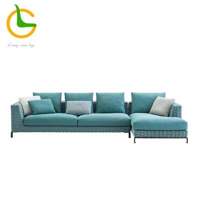 China New Design Style Wholesale High Quality Stretch European Rope Woven Living Room Sectional Sofas for sale