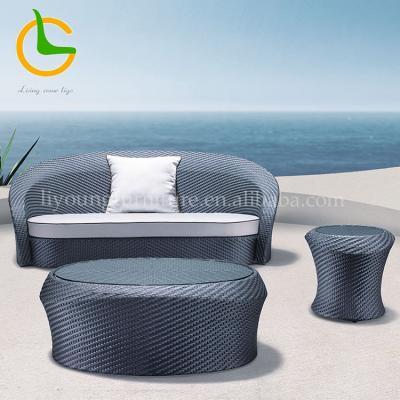 China UV and all weather resistant brown rattan wicker garden patio furniture outdoor sofa with armchair and coffee table set for sale