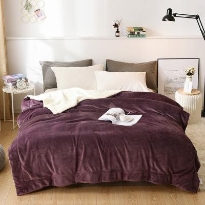 China Bedding Factory Hot Sale Soft Shear Comfortable Solid Color Thicken Luxury Lightweight Flannel Blanket for sale