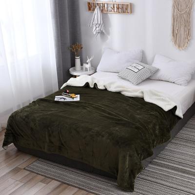 China Bedding Factory Direct Supply Soft Shear Comfortable Solid Color Thicken Luxury Lightweight Sherpa Flannel Blanket for sale