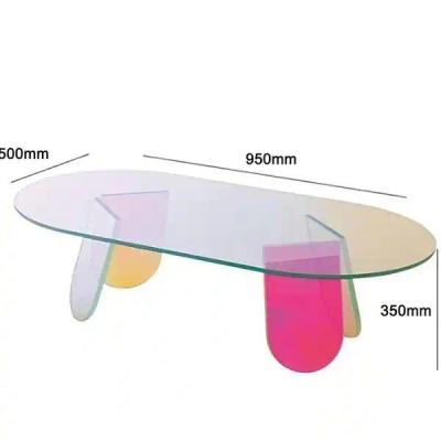 China Europe custom acrylic small oval side coffee table acrylic coffee table top with beautiful color for sale