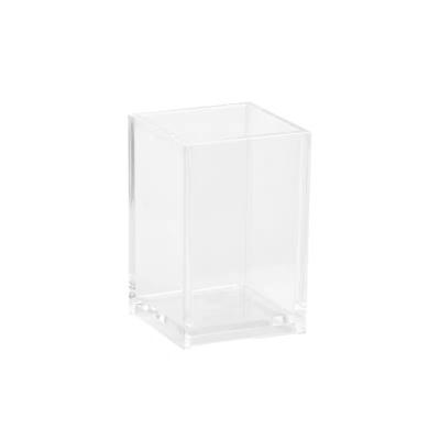 China INS Clear Acrylic Style Christmas Blank Clear Single Acrylic Square Pen Container for sale