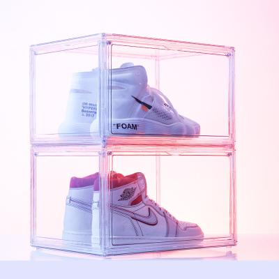 China High Top Shoe Box Basketball Shoe Box Clear Plastic Acrylic Magnetic Storage Moisture-proof and Dustproof for sale