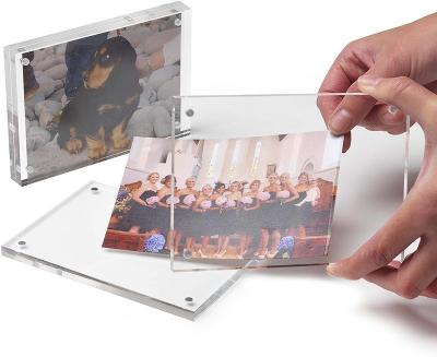 China Europe Acrylic 8.5x11 Inch Magnetic Picture Frame, 10+10MM Thickness Clear Stand in Desk/Table, Pack of 1 for sale