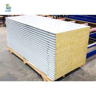 China Contemporary Customized Sandwich Panel Roof Panel 50mm 100mm Rock Wool Insulation 150mm Sandwich Panel for sale