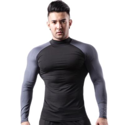 China Anti-Wrinkle Fashion Men's Compression Turtle Neck Sports T-Shirt Quick-Drying Fitness Gym Sportswear Long Sleeve Tight Running T-shirt Men for sale