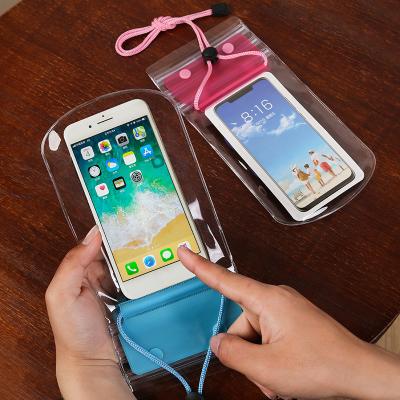 China Waterproof Three Layers Thicken Bag Unhindered Water Sports PVC Touch Screen Mobile Phone Security Case Diving Cover for sale