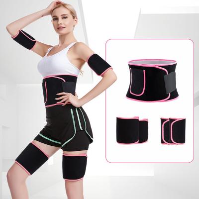 China Breathable/Comfortable/High Elastic 3 Pieces Fitness Thigh Ladies Women Set Slimming Belt Weight Loss Brace Waist Trainer Sauna Sweat Arm Band Compression Support for sale