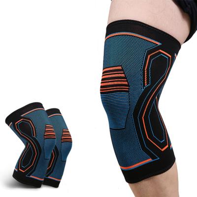 China Number 8 Pain Relief Design Breathable/Elastic/Comfortable Nylon Knitting Blue Super Elastic Hinged Knee Brace Sleeve For Yoga Basketball Badminton Training for sale