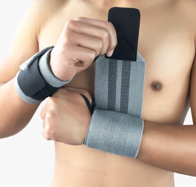 China Gray Elastic/Comfortable Breathable/High Hand Strength Exercise Weightlifting Training Workout Avoid Dislocation Protector Thumb Wrist Cuff Wrap Straps Bandage for sale