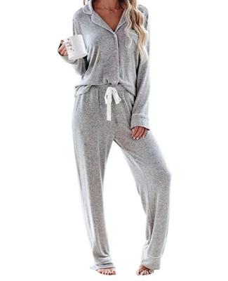 China Amazon Pijamas Cotton Soft Long Sleeve Breathable Warm Long Pants Lounge Use Women Sleepwear Pajamas for sale