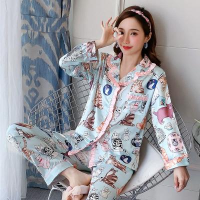 China Fashion QUICK DRY silk pajamas satin home sleepwear women sleep wear loungewear sets nightgown sleepwear night suit for ladies for sale