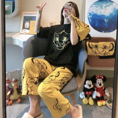 China Animales Night Korea Fashion Pijamas QUICK DRY Sleep Clothes Short Sleeves Pajamas for sale