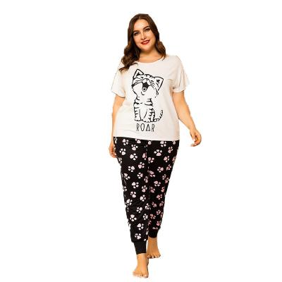 China Wholesale Designers Breathable Summer Pajamas Shorts Sheaths Night Wear Pajama Sets Plus Size Animal Fat Woman Sleepwear for sale