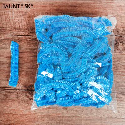 China Hotel Viable Waterproof Elastic Travel Salon Bathing Cap Disposable Clear Space Thickening PE Shower Cap Plastic Disposable Hat for sale