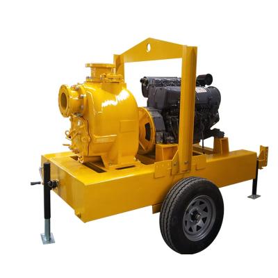 China DEFU self priming 6 inch diesel engine sewage water pump with tractor for sale