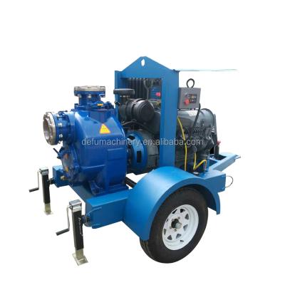 China trailer mounted self priming diesel engine agriculture water pump for sale