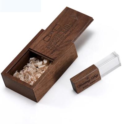 China Wholesale Customized Colorful 3D Crystal Logo LED USB Flash Memory Wooden + Wooden Crystal Stick Pen Drive For Promotions Gifts Advertising Giveaways for sale