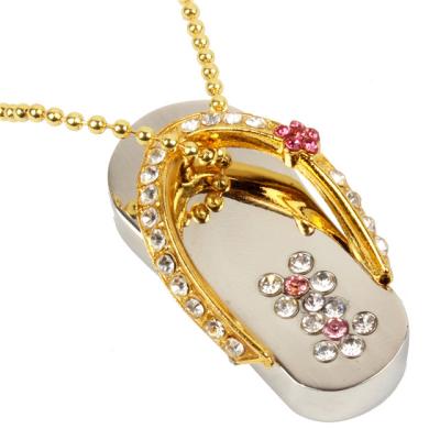 China Fast Speed ​​Data Metal Jewelry Krystall Diamond Slippers Shoe USB Thumb Drive For Amazon ebay Resellers for sale