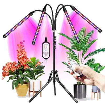 China Dimming+Time Control New Arrival Amazon Ebay 4 Heads Floor LED Hot Selling Plant Grow Light With Tripod Stand For Big And Tall Plants for sale