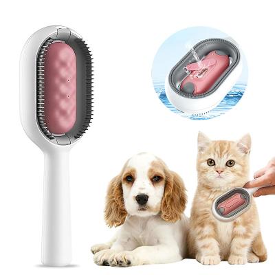 China Stocked Pet Grooming Tool Self Cleaning Sticky Brushes Dog Cat Slicker Brush with Release Button Water Tank for sale