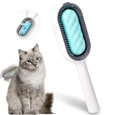 China Stocked Double Sided Self Cleaning Pet Hair Removal Comb Cat Brush for Shedding and Grooming with Water Tank for sale