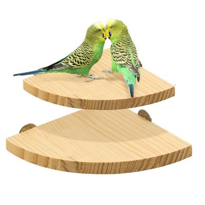 China Sustainable Cage Accessories Parrot Wood Perch Stand Corner Bird Platform for Small Animals Hamster Chinchilla for sale