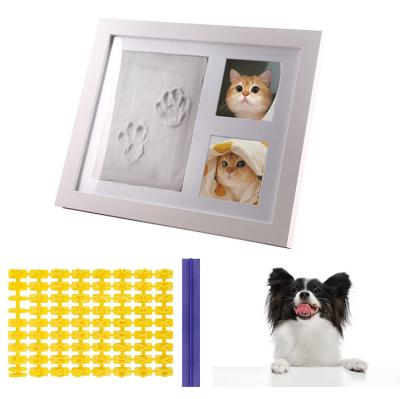 China Stocked Pet Lovers Personalized Gift Memorial Picture Photo Frame Cat Dog Clay Mold Paw Print Keepsake Kit for sale