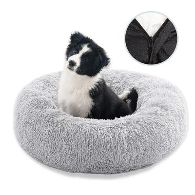 China Removable Cover Washable Warm Pet Non-slip Bottom Soft Puppy Round Donut Cuddler Luxury Cozy Plush Cat Dog Sofa Bed for sale