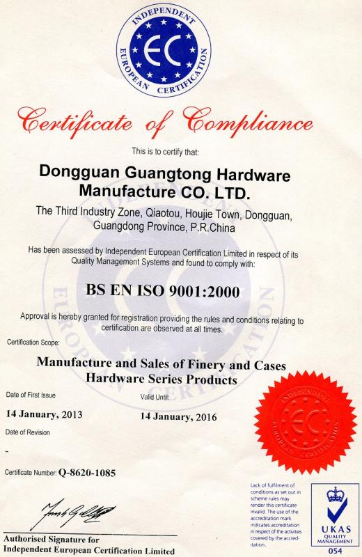 ISO9001 - Dongguan Guangtong Hardware Manufacture Co., Ltd.