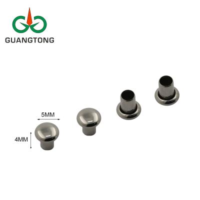 China Supplier 5mm round head eco-friendly round nickel free shiny rivets silver metal semi tubular rivet for belt book for sale