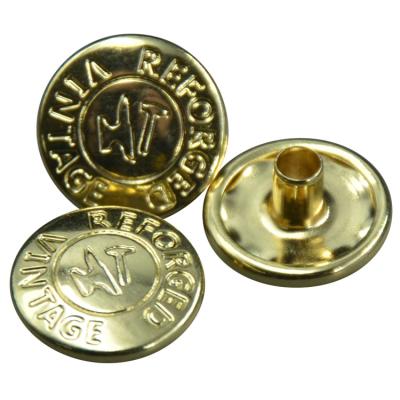 China Viable Custom Color Apparel Hardware Trimming Luxury Gold Metal Round Shaped Button Sewing Set Cap For Garment for sale