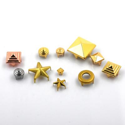 China Eco-Friendly Plating Brass Metal Hardware 4mm Spike Stud Decoration For Bag Clothing Purse for sale